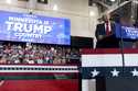 Republican presidential candidate former President Donald Trump departs after speaking at the Bitco…